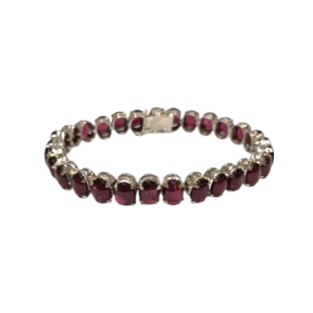 Bracelet Grenat Rouge Ovale Argent 925