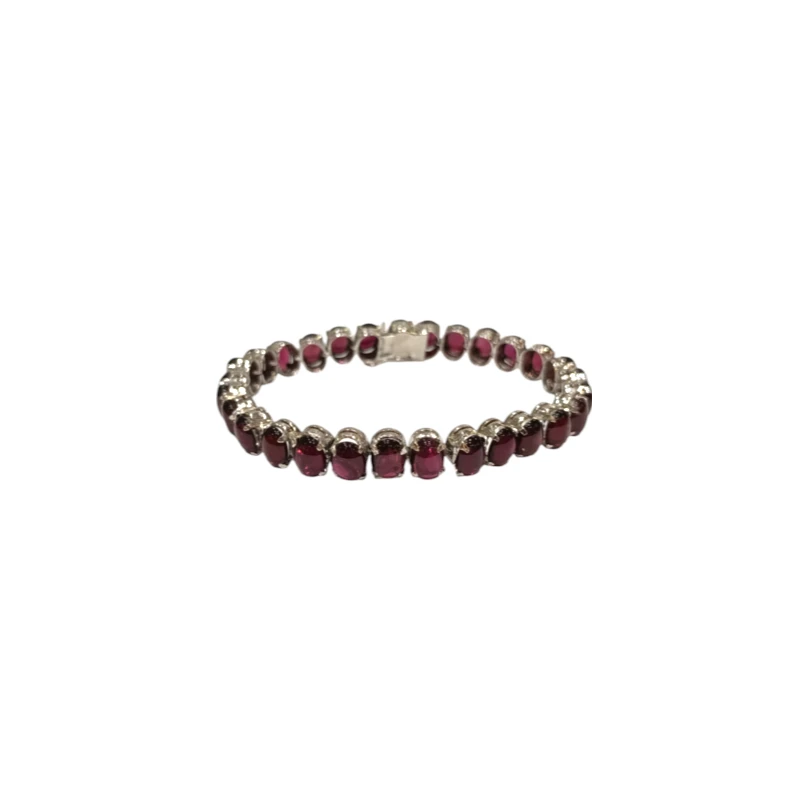 Bracelet Grenat Rouge Ovale Argent 925