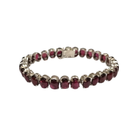Bracelet Grenat Rouge Ovale Argent 925