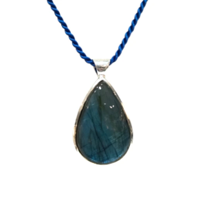 Pendentif Labradorite Goutte avec Cordon Argent 925