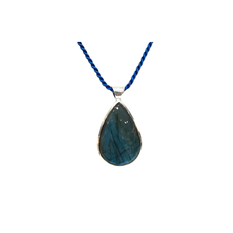 Pendentif Labradorite Goutte avec Cordon Argent 925