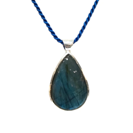 Pendentif Labradorite Goutte avec Cordon Argent 925