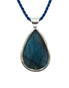 Pendentif Labradorite Goutte avec Cordon Argent 925