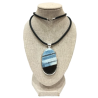 Pendentif Opale Bleue du Mexique Ovale avec Cordon Caoutchouc Argent 925