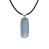 Pendentif Calcédoine Rectangulaire avec Cordon Caoutchouc Argent 925