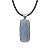 Pendentif Calcédoine Rectangulaire avec Cordon Caoutchouc Argent 925
