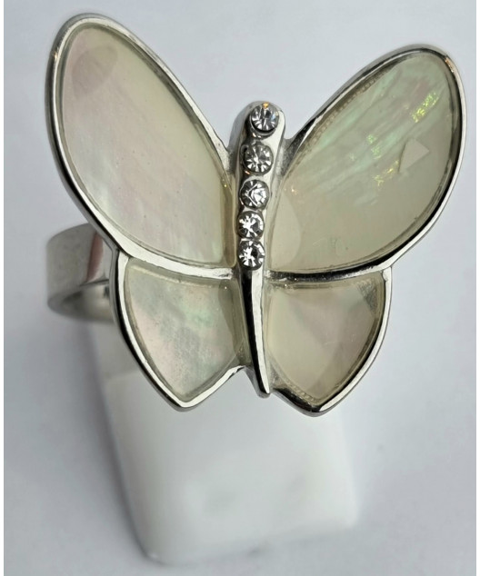 Bague Nacre Papillon Acier inox Taille 59