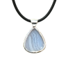 Pendentif Calcédoine Goutte avec Cordon Caoutchouc Argent 925