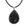 Pendentif Grenat de Boston Goutte avec Cordon Caoutchouc Argent 925