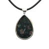 Pendentif Grenat de Boston Goutte avec Cordon Caoutchouc Argent 925