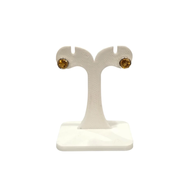 Boucles Citrine Ronde Facettée Argent 925
