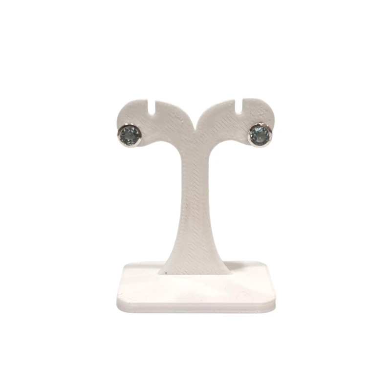 Boucles Aigue Marine Ronde Facettée Argent 925