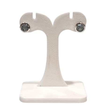 Boucles Aigue Marine Ronde Facettée Argent 925