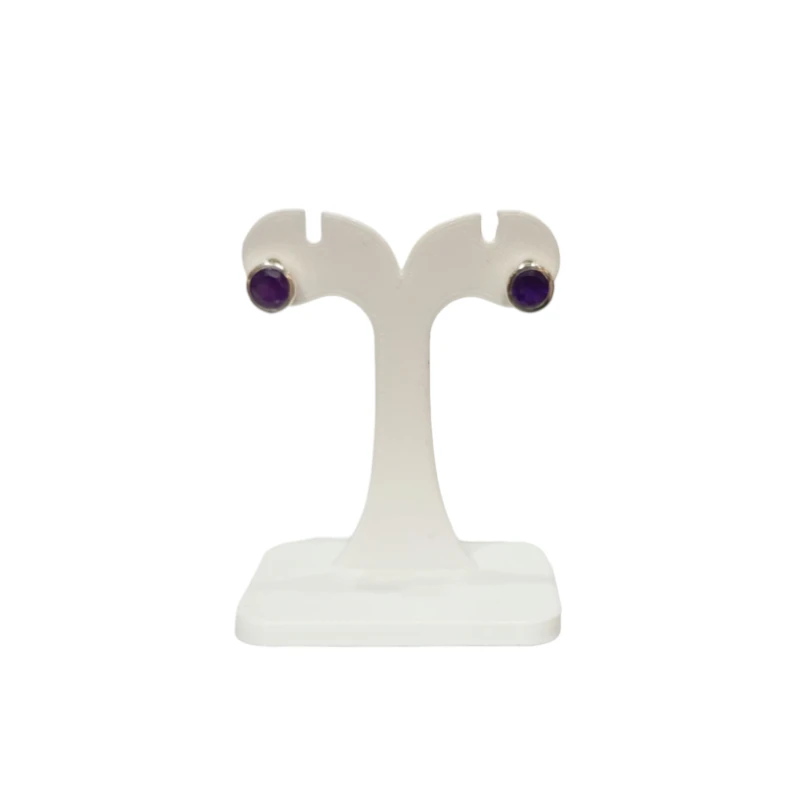 Boucles Améthyste Ronde Facettée Argent 925