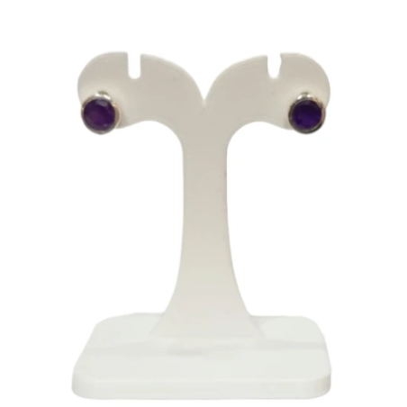 Boucles Améthyste Ronde Facettée Argent 925