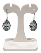 Boucles Aigue Marine Goutte Facettée Argent 925