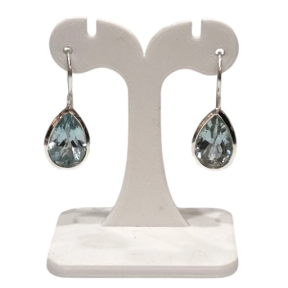 Boucles Aigue Marine Goutte Facettée Argent 925