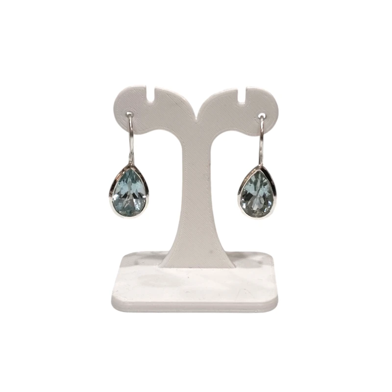 Boucles Aigue Marine Goutte Facettée Argent 925