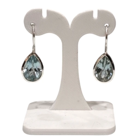 Boucles Aigue Marine Goutte Facettée Argent 925