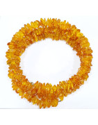 Bracelet Ambre Baltique Baroque "Serpentin" sur Câble Acier