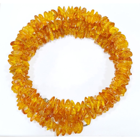 Bracelet Ambre Baltique Baroque "Serpentin" sur Câble Acier