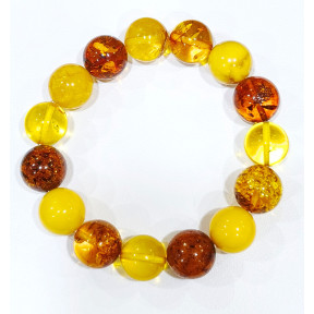 Bracelet Ambre Baltique Multicolore Pierres Rondes 12mm