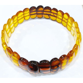 Bracelet Ambre multicolore Lamelles 12-14mm