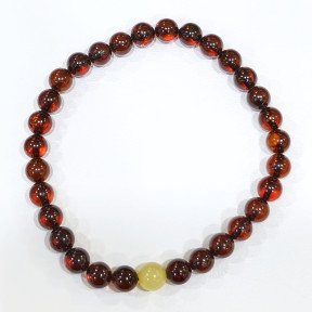 Bracelet Ambre Rouge et Jaune Pierres rondes 6mm