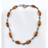 Bracelet Ambre Baltique 10 Pierres 7mm Serties Argent 925 18 cm