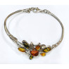 Bracelet Ambre Baltique et Ambre Vert Fleur Argent 925 Diamètre 7 cm