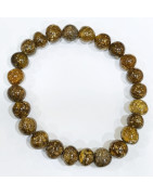 Bracelet Ambre Vert Pierres Forme Olive 9mm