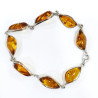 Bracelet Ambre Baltique 8 Pierres 15mm Serties Argent 925 18 cm