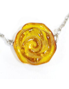 Bracelet Ambre Fleur 15mm Argent 925 17 + 3 cm