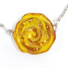 Bracelet Ambre Fleur 15mm Argent 925 17 + 3 cm