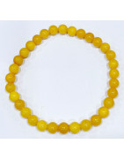 Bracelet Ambre Miel Pierres Rondes 6mm