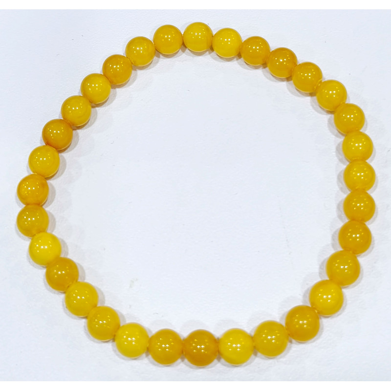 Bracelet Ambre Miel Pierres Rondes 6mm
