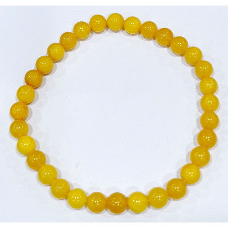 Bracelet Ambre Miel Pierres Rondes 6mm