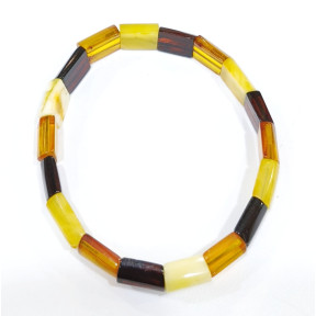 Bracelet Ambre Baltique Multicolore Lamelles 10mm
