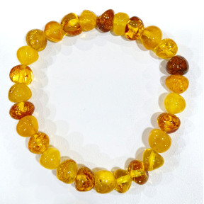 Bracelet Ambre Baltique Multicolore Pierres Forme Olive Polies
