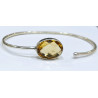 Bracelet Citrine Pierre Ovale Facettée 15mm Serties Argent 925 Ajustable