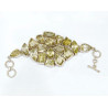 Bracelet Citrine Citron Pierres Facettées Sertie Argent 925 Réglable (19 cm Max)