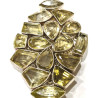 Bracelet Citrine Citron Pierres Facettées Sertie Argent 925 Réglable (19 cm Max)