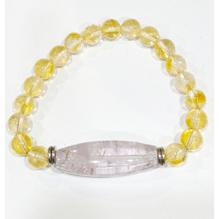 Bracelet Citrine 8mm et Améthyste