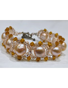 Bracelet Perles d'Eau Douce et Swarovski avec Fermoir Acier 19 cm