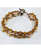 Bracelet Perles d'Eau Douce et Swarovski avec Fermoir Cuivre 19 cm