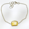 Bracelet Citrine Pierre Facettée 10x12mm Chaînette Argent 925 avec Fermoir 17 + 3 cm