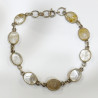 Bracelet Citrine 9 Pierres Ovales 10mm Serties Argent 925 avec Fermoir 19 cm