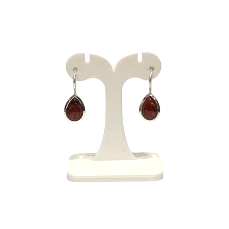 Boucles Grenat Rouge Goutte Argent 925