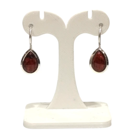Boucles Grenat Rouge Goutte Argent 925