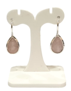 Boucles Quartz Rose Goutte Facettée Argent 925